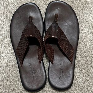 To Boot New York NY Men’s Size 12 Flip Flops Brown Leather Sandals Like New TBNY